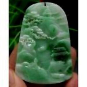 Certified Green 100% Natural A Jade jadeite Pendant Landscape 景观 7685-0950